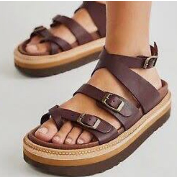 Jeffrey Campbell x Free People Marina 6 Tan Leather Strappy Platform - Picture 8 of 11